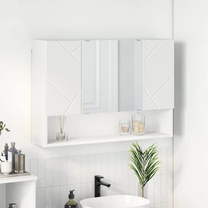 Badkamer spiegelkast Wit 80 x 17 x 55 cm Bewerkt hout
