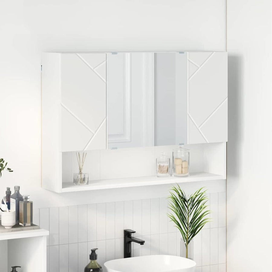 Badkamer spiegelkast Wit 80 x 17 x 55 cm Bewerkt hout