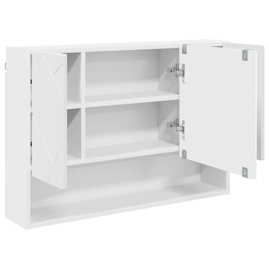 Badkamer spiegelkast Wit 80 x 17 x 55 cm Bewerkt hout