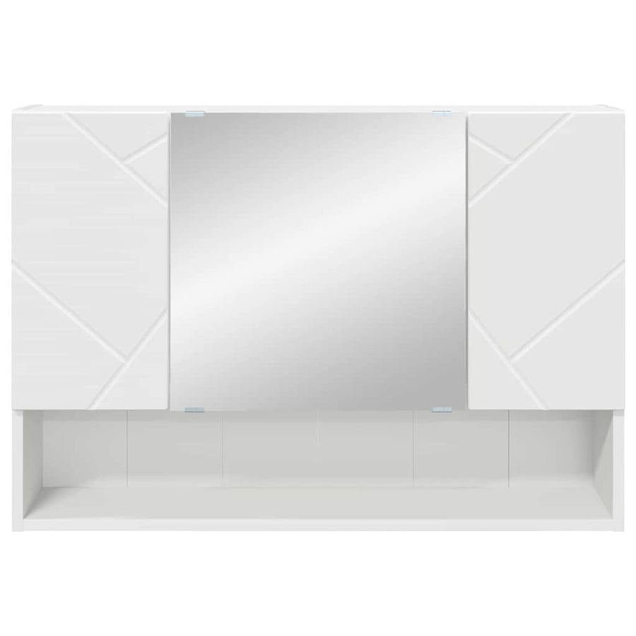Badkamer spiegelkast Wit 80 x 17 x 55 cm Bewerkt hout