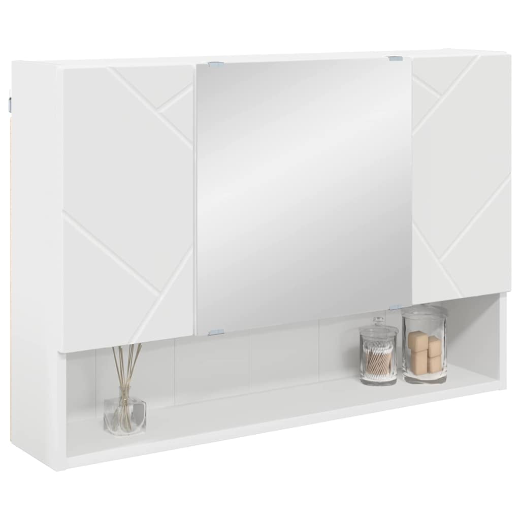 Badkamer spiegelkast Wit 80 x 17 x 55 cm Bewerkt hout