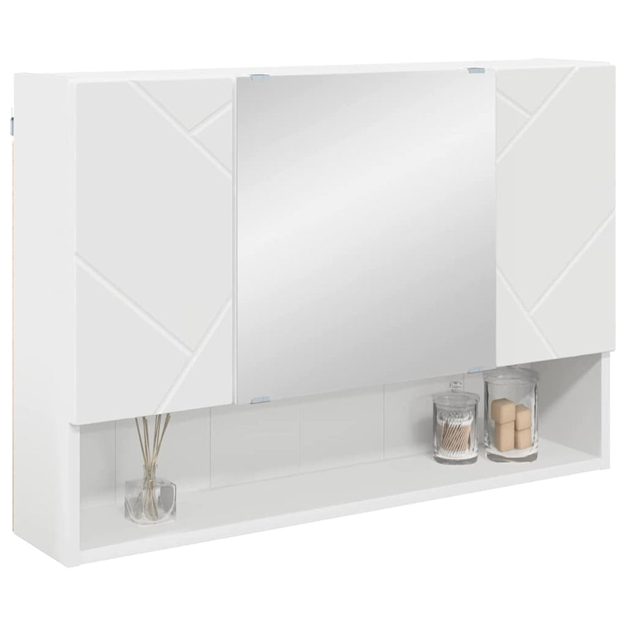 Badkamer spiegelkast Wit 80 x 17 x 55 cm Bewerkt hout
