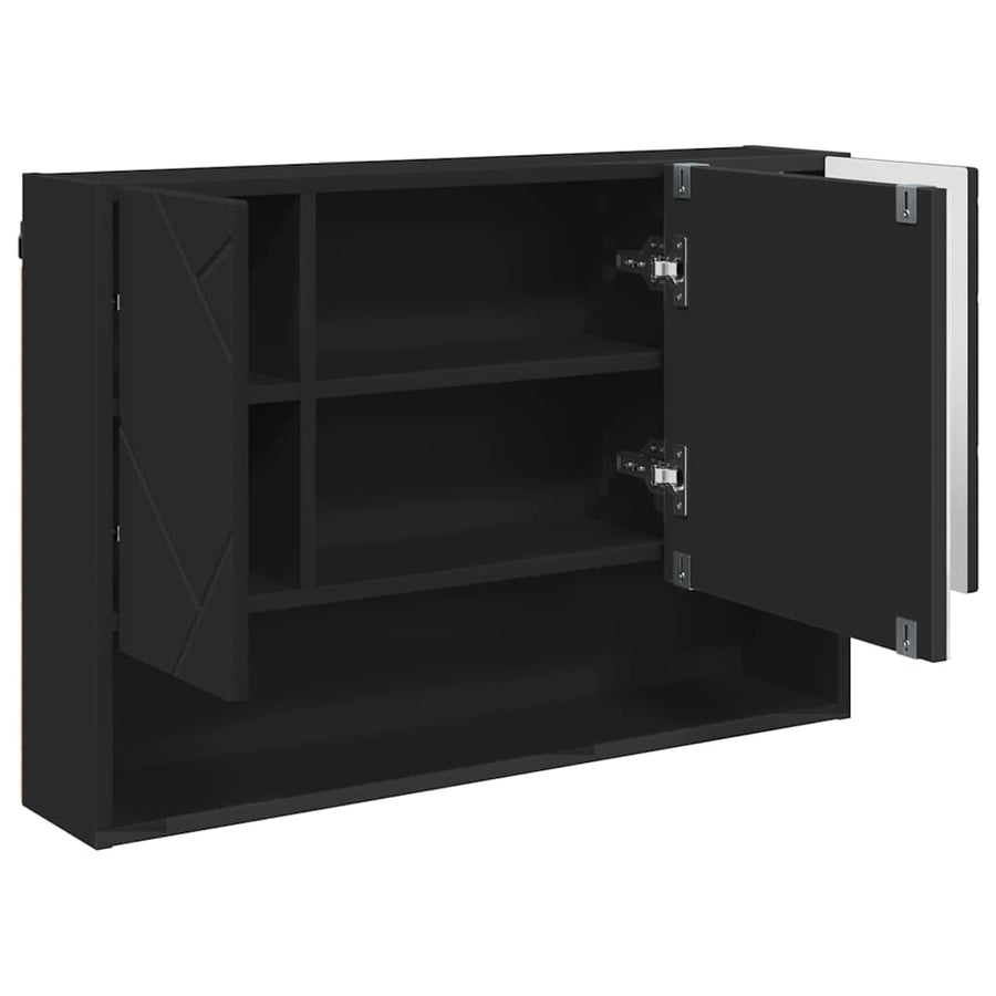Badkamer spiegelkast Zwart 80 x 17 x 55 cm Bewerkt hout