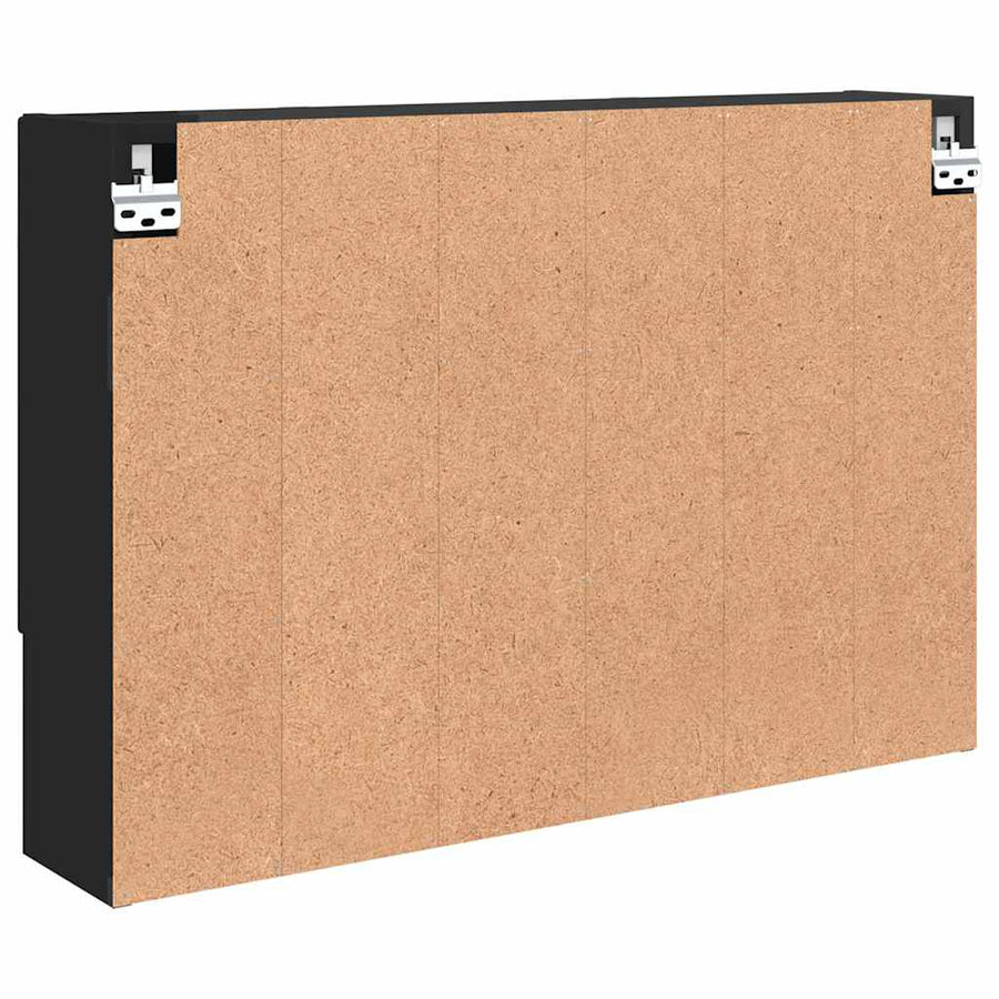 Badkamer spiegelkast Zwart 80 x 17 x 55 cm Bewerkt hout