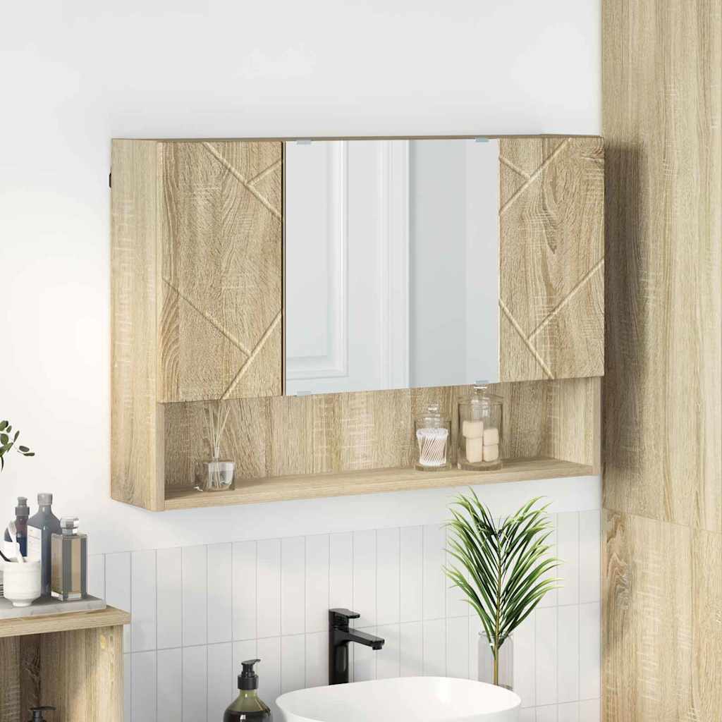 Spiegelkast Sonoma Eiken 80 x 17 x 55 cm Bewerkt hout