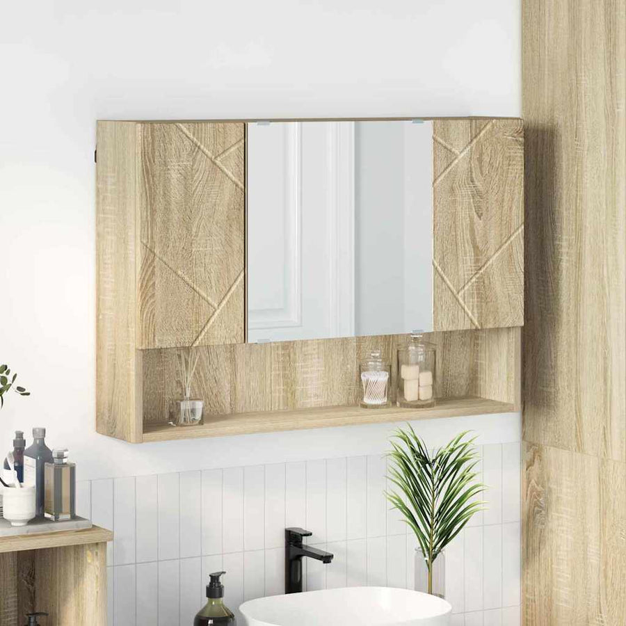 Spiegelkast Sonoma Eiken 80 x 17 x 55 cm Bewerkt hout