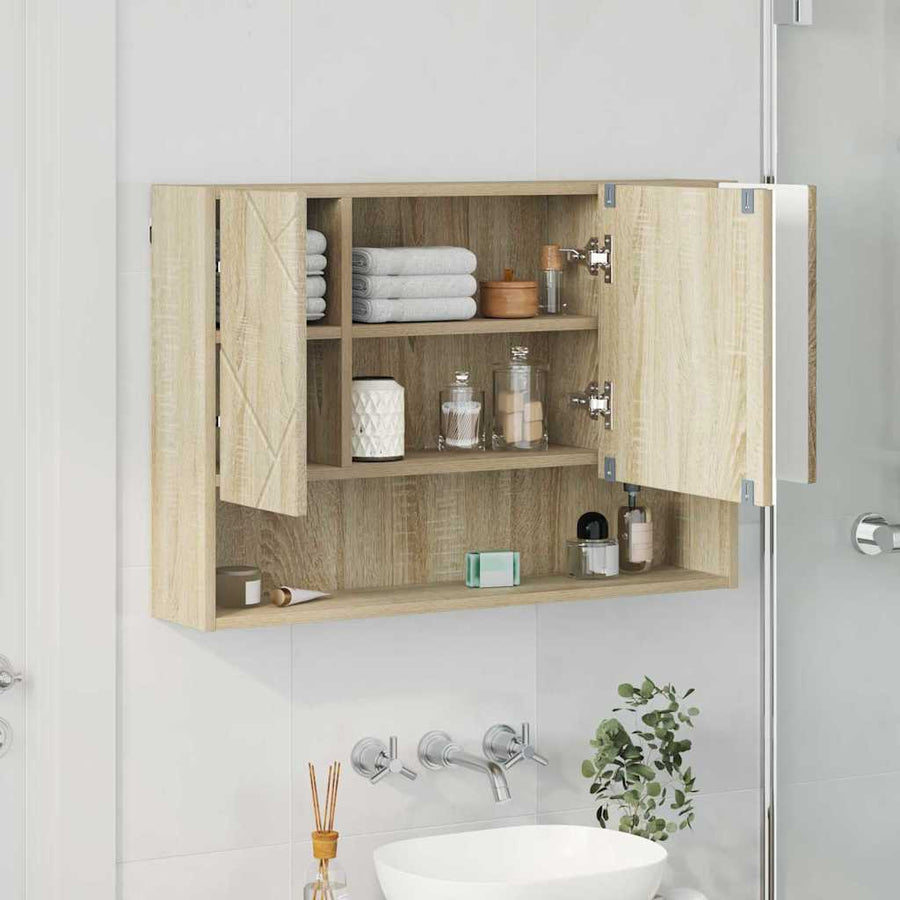 Spiegelkast Sonoma Eiken 80 x 17 x 55 cm Bewerkt hout