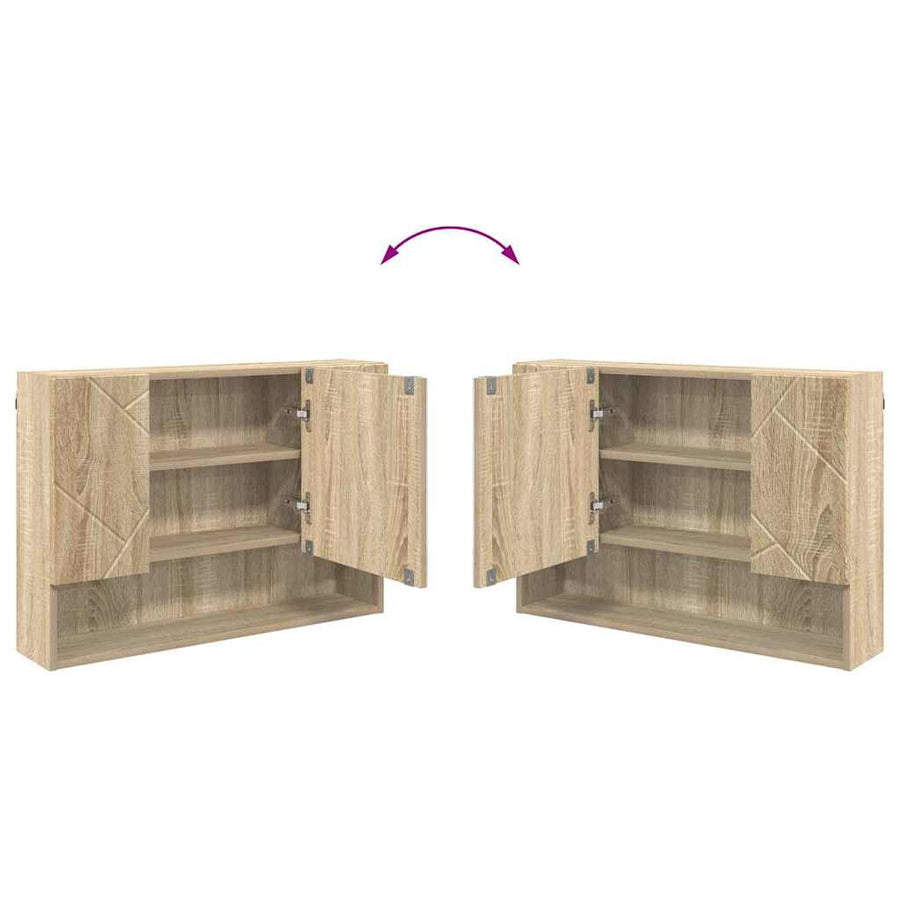 Spiegelkast Sonoma Eiken 80 x 17 x 55 cm Bewerkt hout