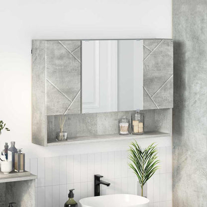 Spiegelkast met opslag Beton Grijs 80 x 17 x 55 cm Bewerkt hout