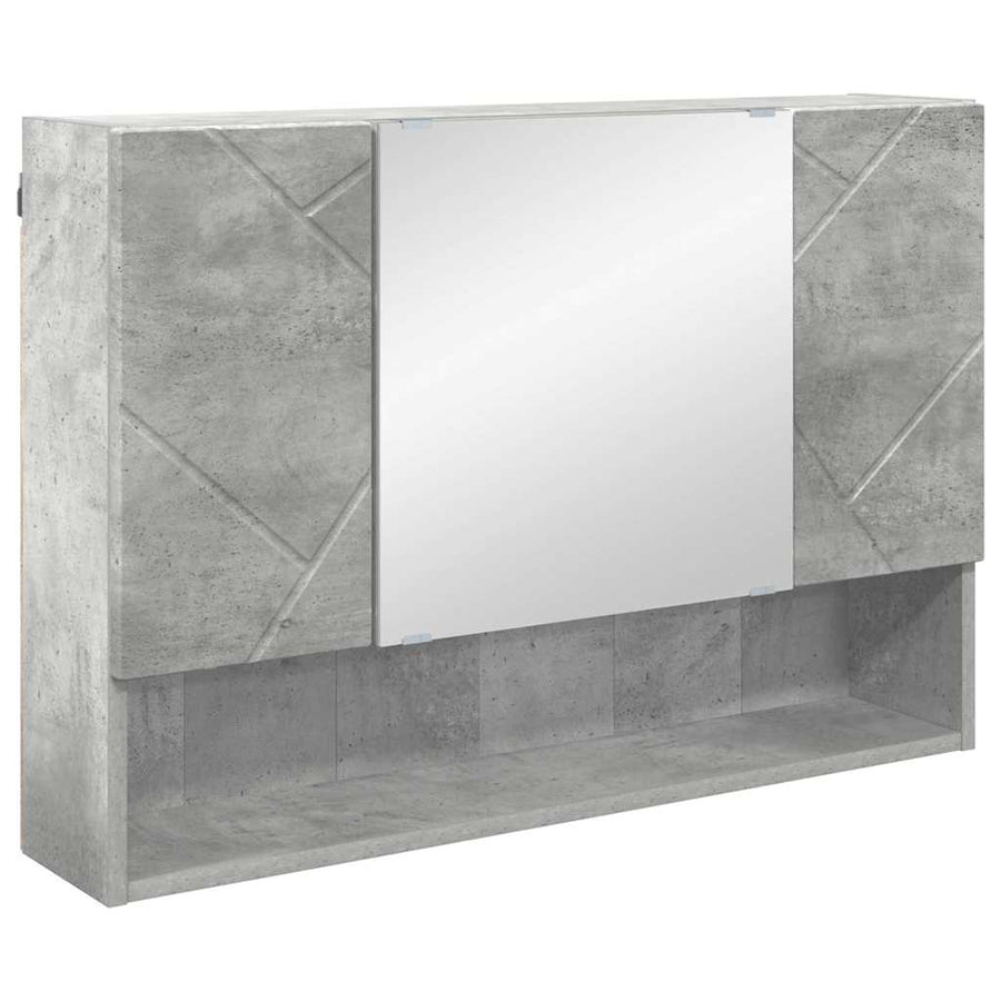 Spiegelkast met opslag Beton Grijs 80 x 17 x 55 cm Bewerkt hout