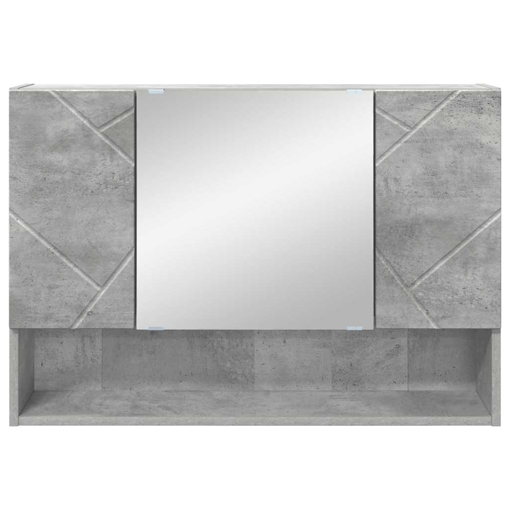 Spiegelkast met opslag Beton Grijs 80 x 17 x 55 cm Bewerkt hout