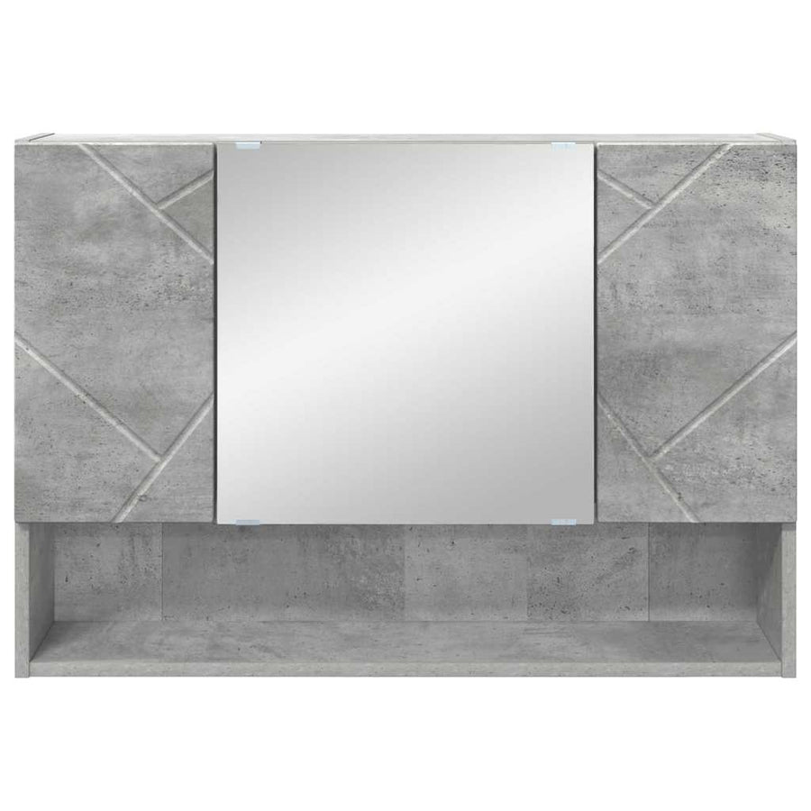 Spiegelkast met opslag Beton Grijs 80 x 17 x 55 cm Bewerkt hout