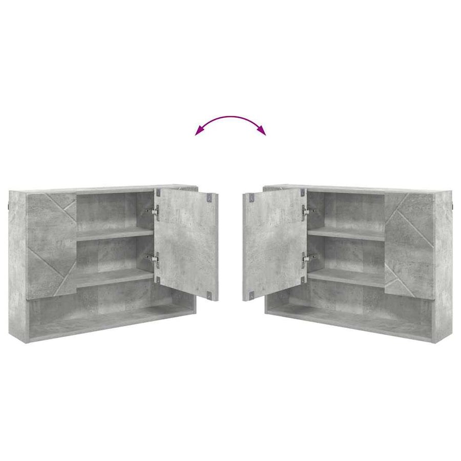 Spiegelkast met opslag Beton Grijs 80 x 17 x 55 cm Bewerkt hout
