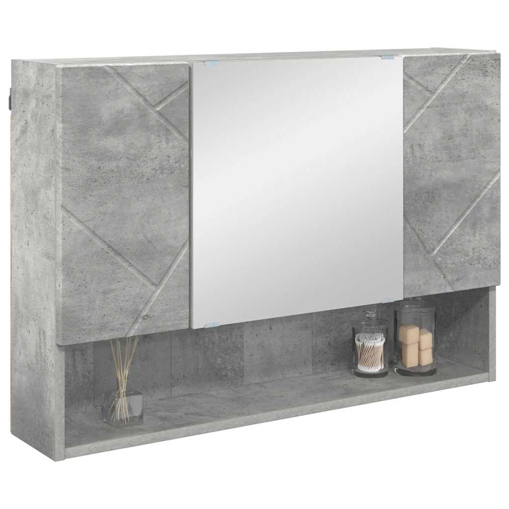 Spiegelkast met opslag Beton Grijs 80 x 17 x 55 cm Bewerkt hout