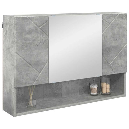 Spiegelkast met opslag Beton Grijs 80 x 17 x 55 cm Bewerkt hout