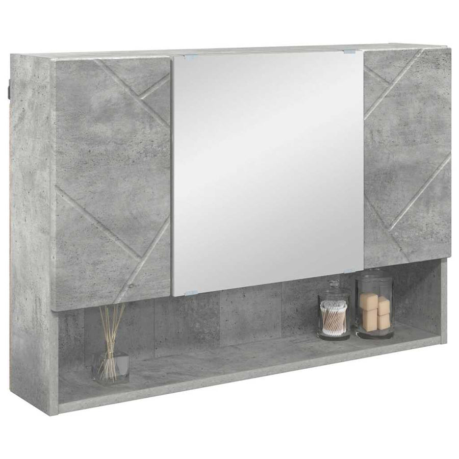 Spiegelkast met opslag Beton Grijs 80 x 17 x 55 cm Bewerkt hout