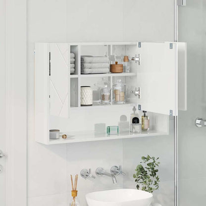 Badkamer spiegelkast Hoogglans wit 80 x 17 x 55 cm Bewerkt hout