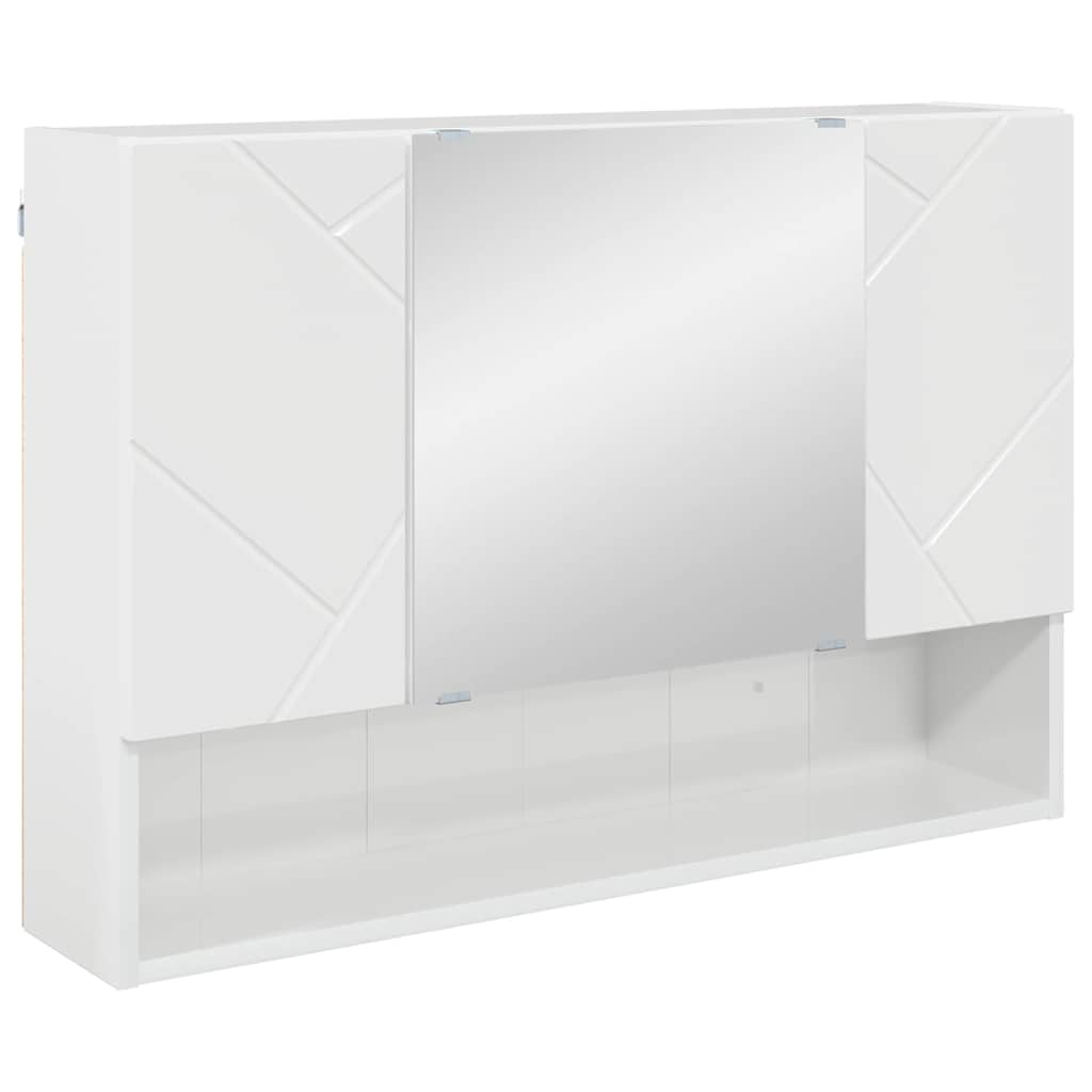 Badkamer spiegelkast Hoogglans wit 80 x 17 x 55 cm Bewerkt hout