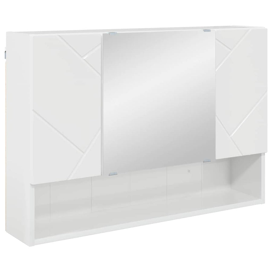 Badkamer spiegelkast Hoogglans wit 80 x 17 x 55 cm Bewerkt hout