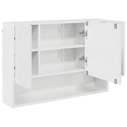 Badkamer spiegelkast Hoogglans wit 80 x 17 x 55 cm Bewerkt hout