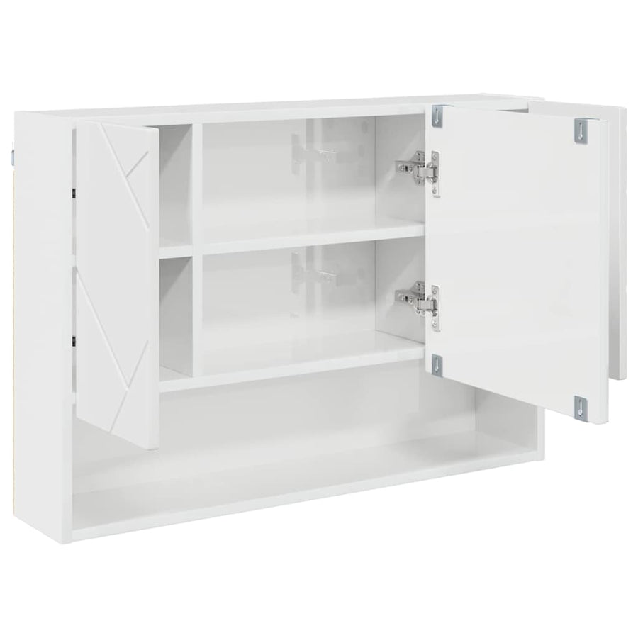 Badkamer spiegelkast Hoogglans wit 80 x 17 x 55 cm Bewerkt hout
