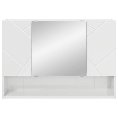 Badkamer spiegelkast Hoogglans wit 80 x 17 x 55 cm Bewerkt hout
