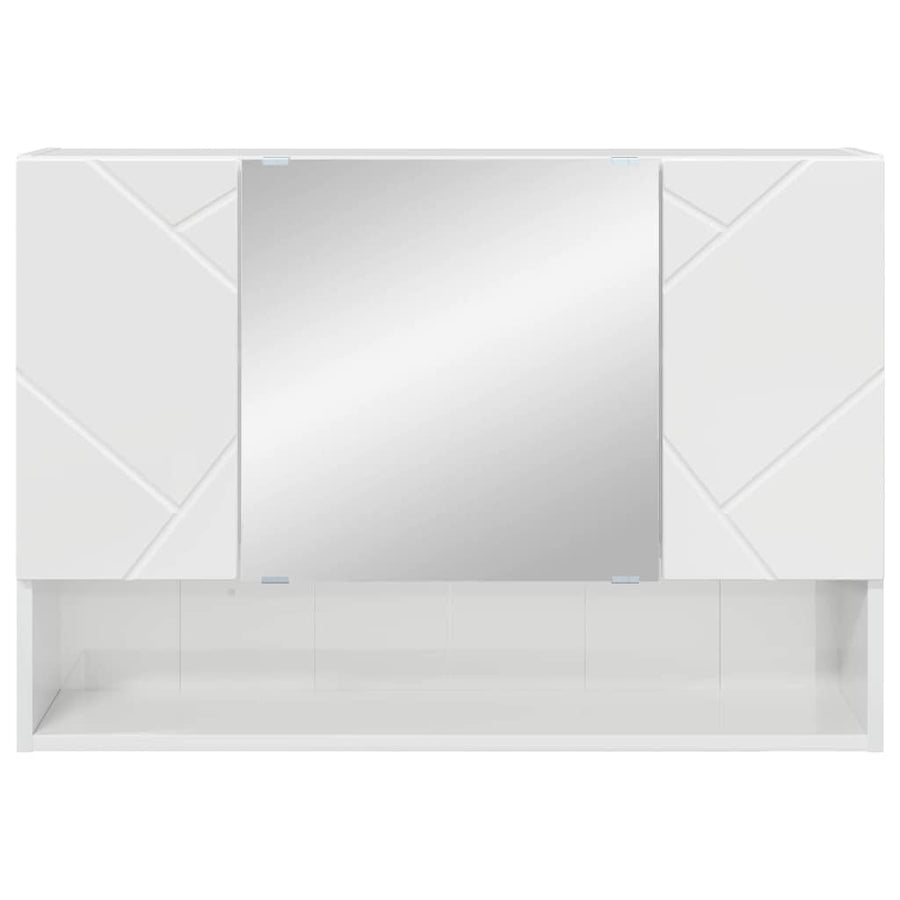 Badkamer spiegelkast Hoogglans wit 80 x 17 x 55 cm Bewerkt hout