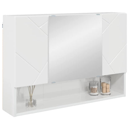 Badkamer spiegelkast Hoogglans wit 80 x 17 x 55 cm Bewerkt hout