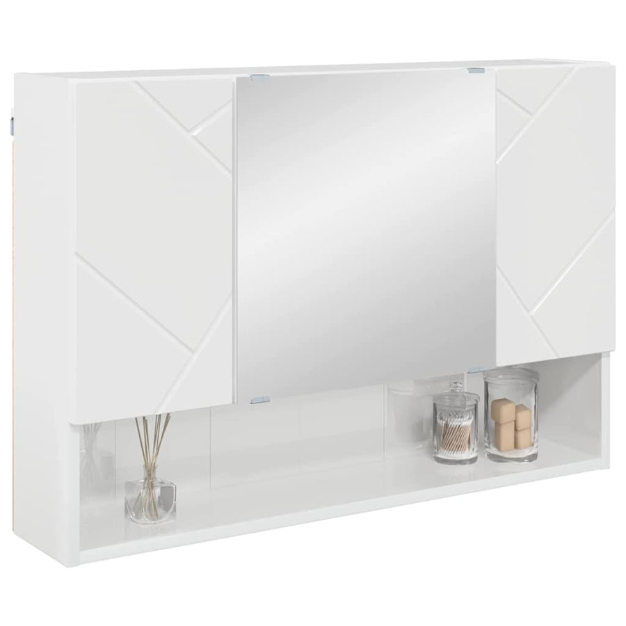 Badkamer spiegelkast Hoogglans wit 80 x 17 x 55 cm Bewerkt hout