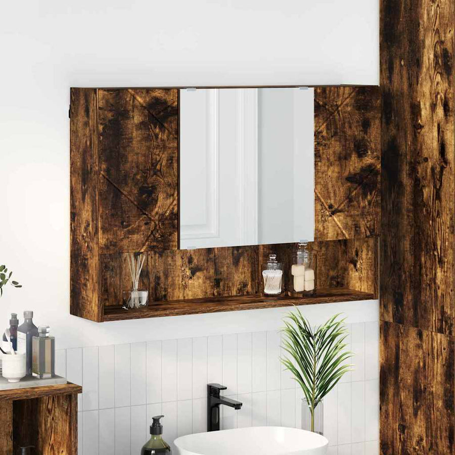 Spiegelkast Gerookt eiken 80 x 17 x 55 cm Bewerkt hout