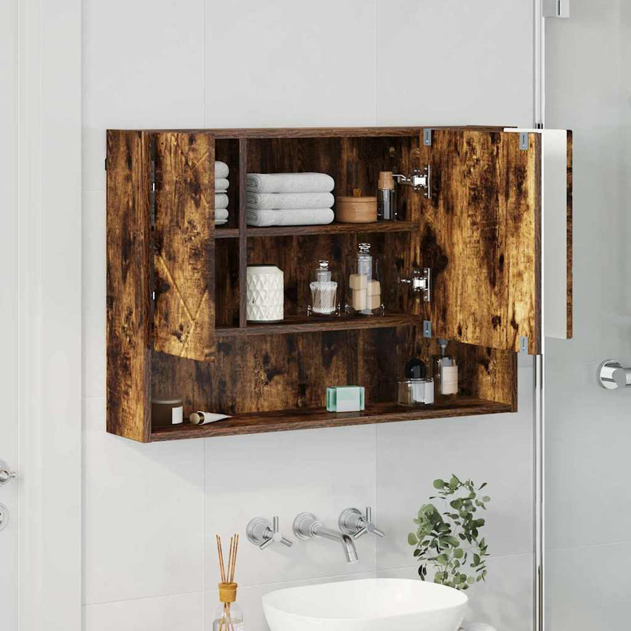 Spiegelkast Gerookt eiken 80 x 17 x 55 cm Bewerkt hout