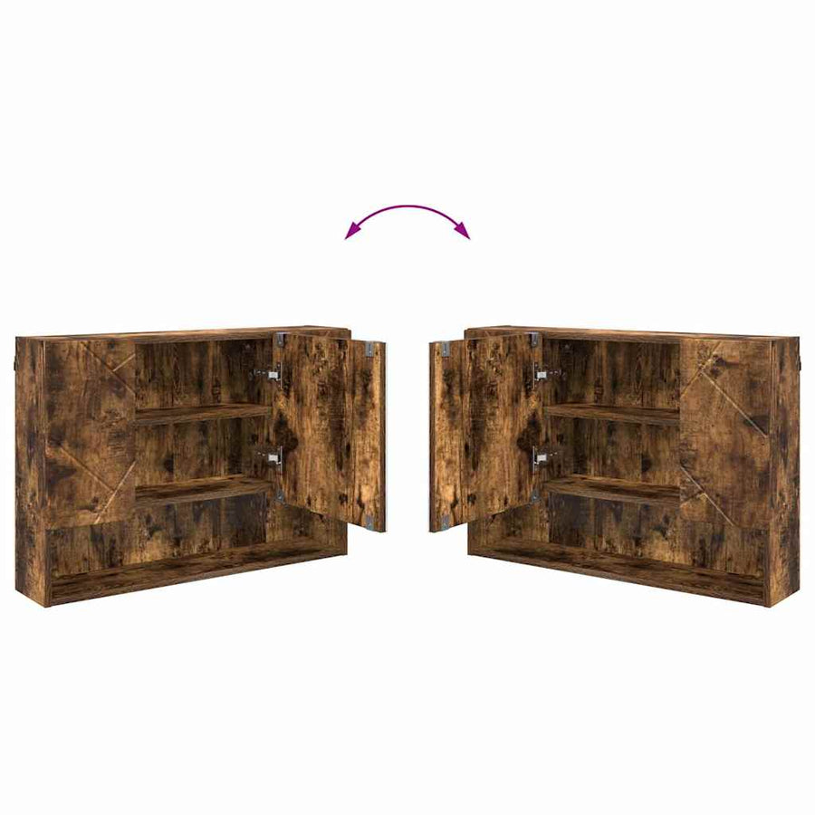 Spiegelkast Gerookt eiken 80 x 17 x 55 cm Bewerkt hout