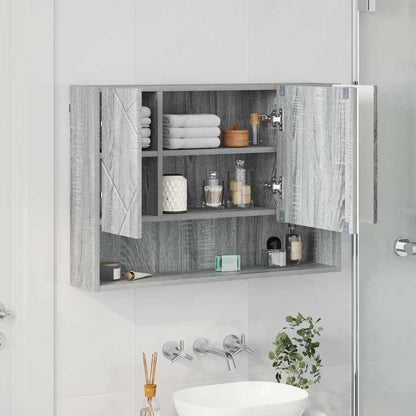 Badkamer spiegelkast Grijs sonoma 80 x 17 x 55 cm Bewerkt hout