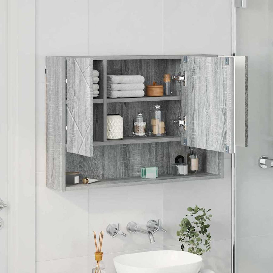 Spiegelkast Grijs Sonoma 80 x 17 x 55 cm Bewerkt hout
