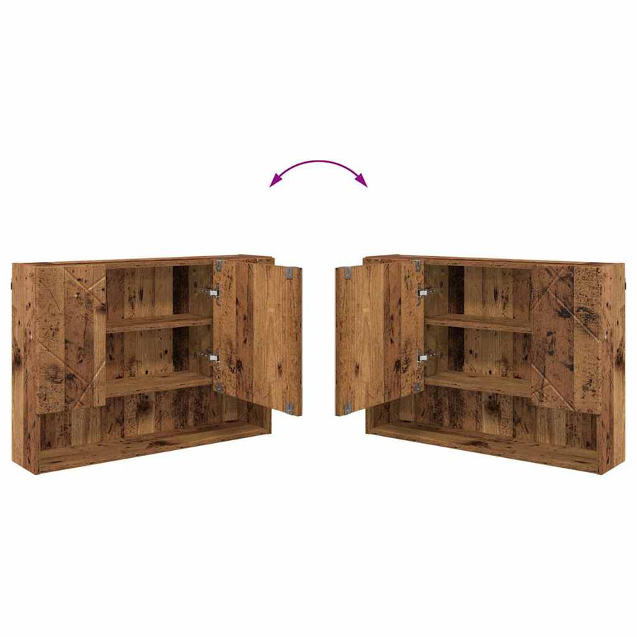 Badkamer spiegelkast Oud hout 80 x 17 x 55 cm Bewerkt hout