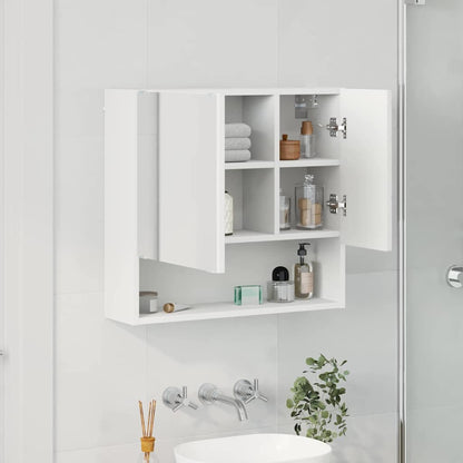 Spiegelkast Wandgemonteerd Wit 59 x 17 x 55 cm Bewerkt hout