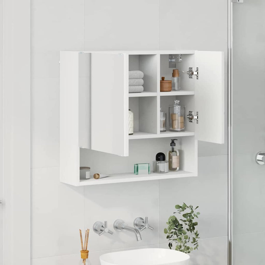 Spiegelkast Wandgemonteerd Wit 59 x 17 x 55 cm Bewerkt hout