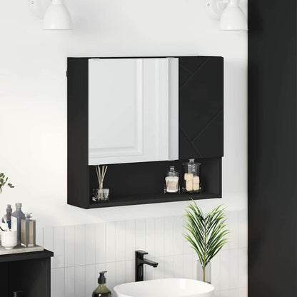 Spiegelkast Wandgemonteerd Zwart 59 x 17 x 55 cm Bewerkt hout