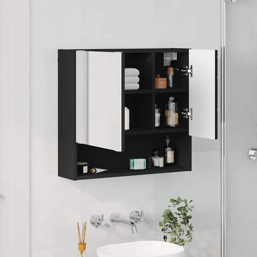 Spiegelkast Wandgemonteerd Zwart 59 x 17 x 55 cm Bewerkt hout