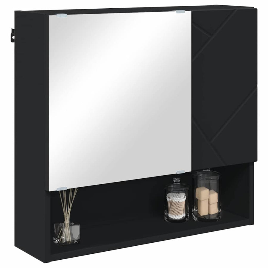 Spiegelkast Wandgemonteerd Zwart 59 x 17 x 55 cm Bewerkt hout