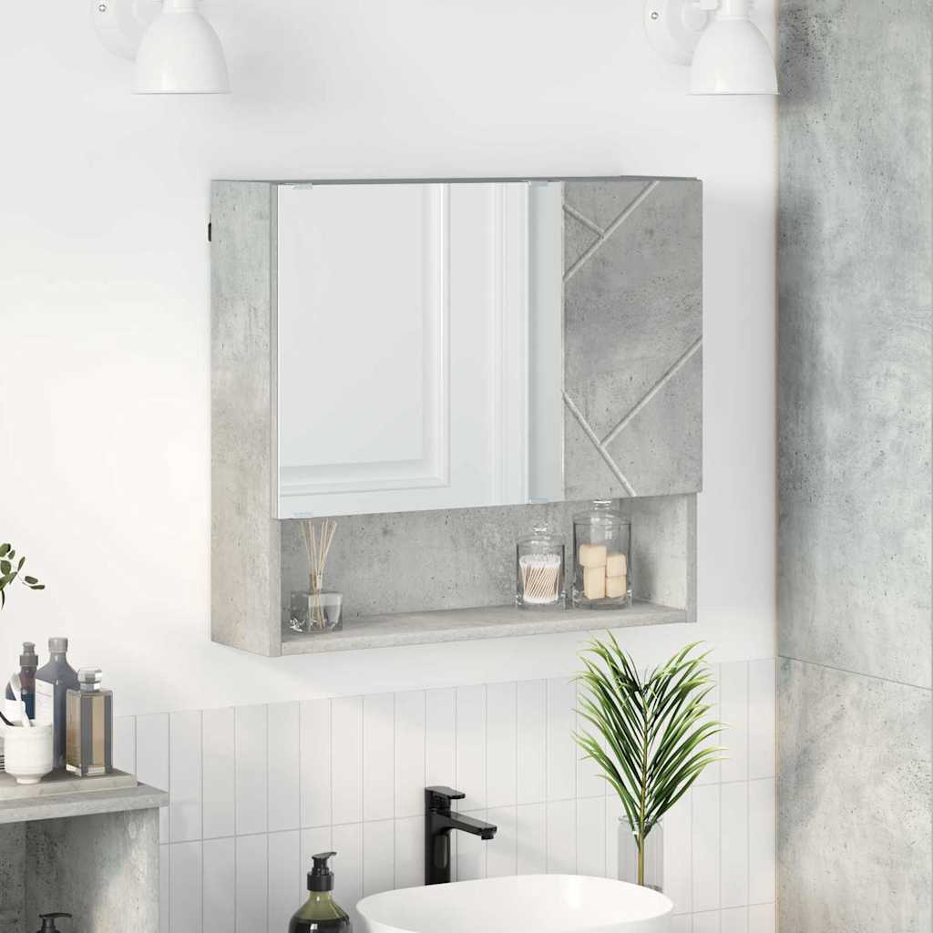 Spiegelkast met opslag Beton Grijs 59 x 17 x 55 cm Bewerkt hout