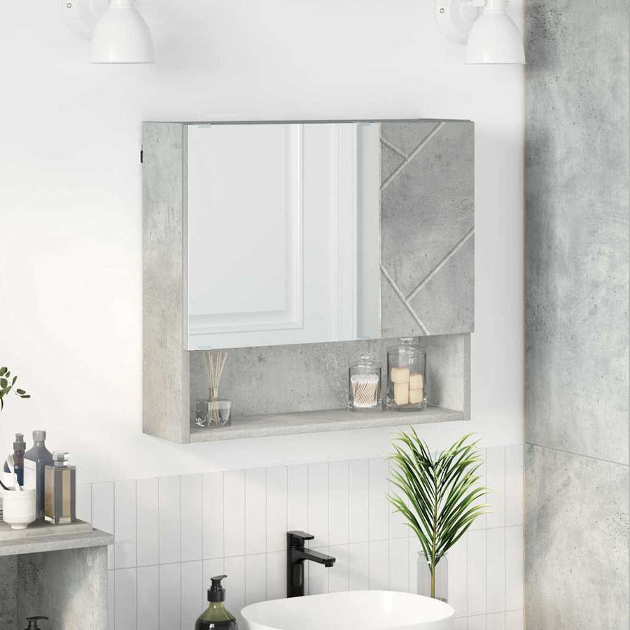 Spiegelkast met opslag Beton Grijs 59 x 17 x 55 cm Bewerkt hout