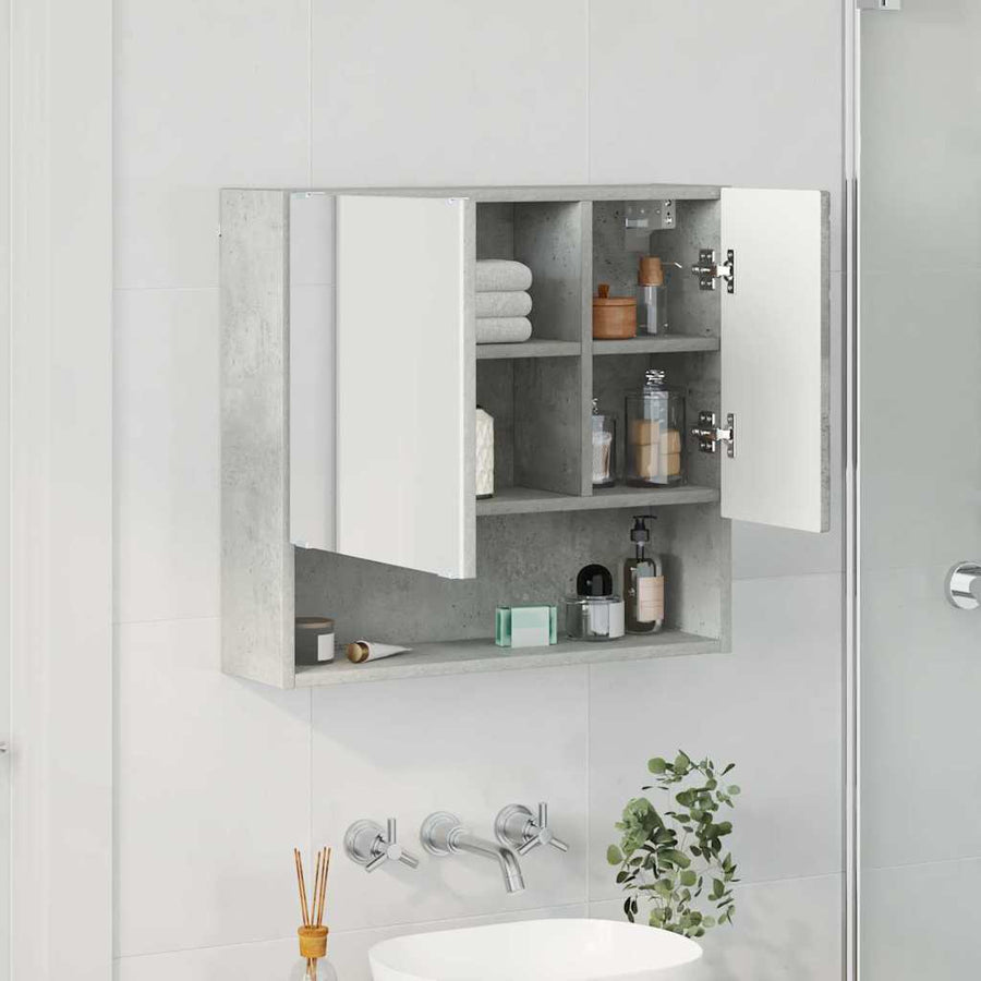 Spiegelkast met opslag Beton Grijs 59 x 17 x 55 cm Bewerkt hout