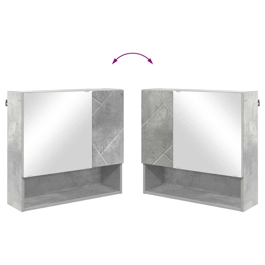 Spiegelkast met opslag Beton Grijs 59 x 17 x 55 cm Bewerkt hout
