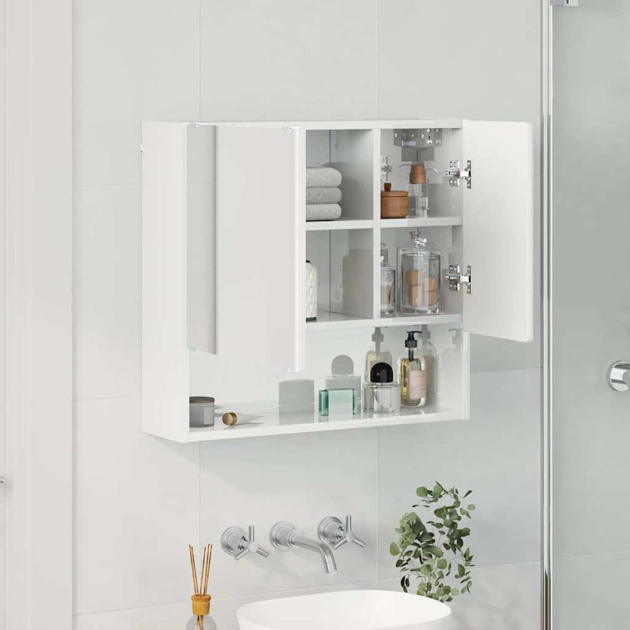 Spiegelkast Hoogglans wit 59 x 17 x 55 cm Bewerkt hout
