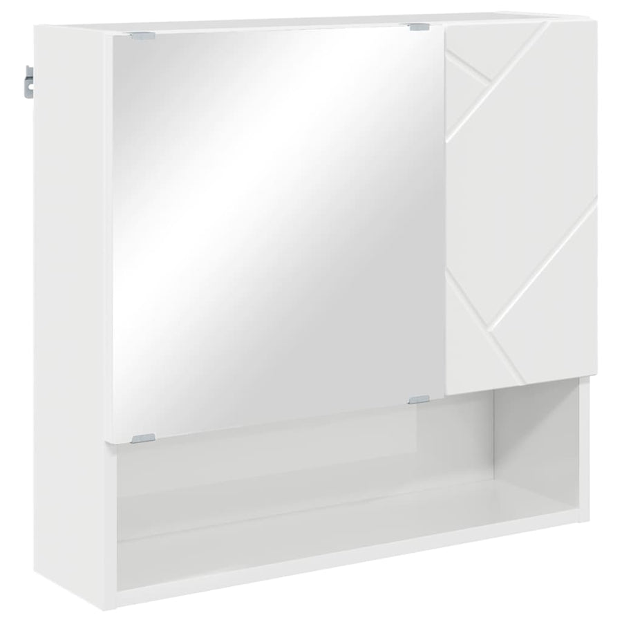 Spiegelkast Hoogglans wit 59 x 17 x 55 cm Bewerkt hout