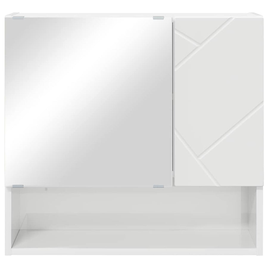 Spiegelkast Hoogglans wit 59 x 17 x 55 cm Bewerkt hout