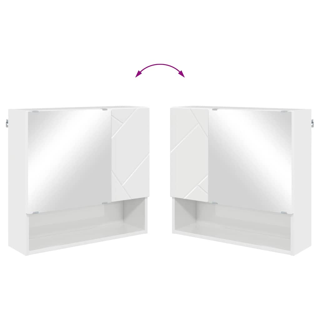 Spiegelkast Hoogglans wit 59 x 17 x 55 cm Bewerkt hout