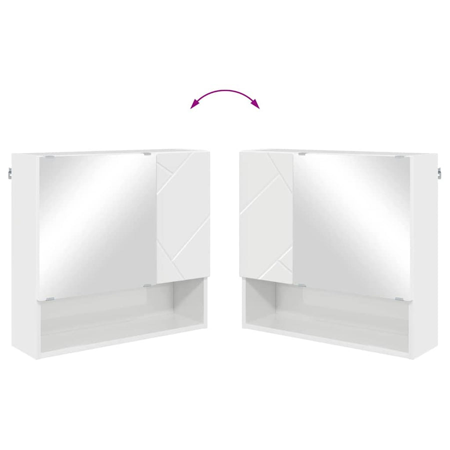 Spiegelkast Hoogglans wit 59 x 17 x 55 cm Bewerkt hout