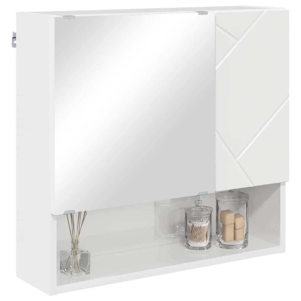 Spiegelkast Hoogglans wit 59 x 17 x 55 cm Bewerkt hout
